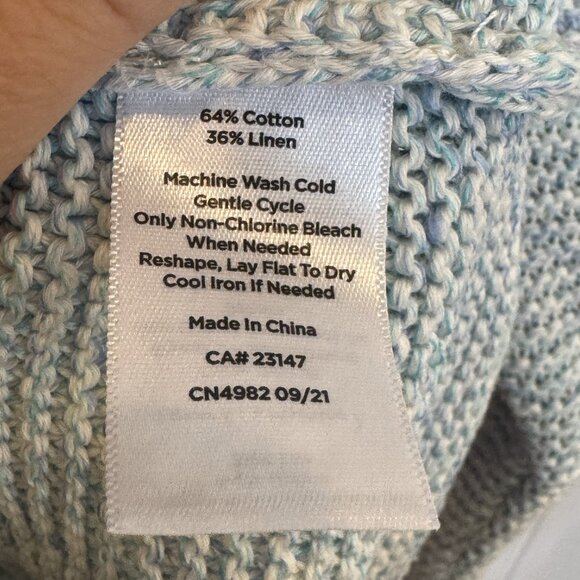 Talbots 2xl Blue & White with Pink Trim Midweight Sweater EUC Spring Casual Work - Picture 6 of 6